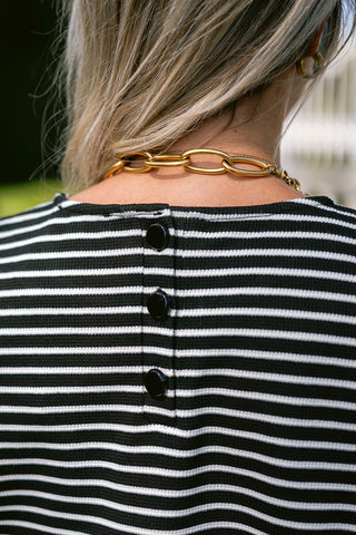 Caterina Striped Top Black