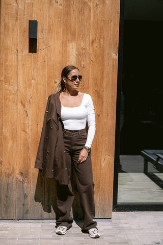 Celandine Denim Trousers Strass Brown