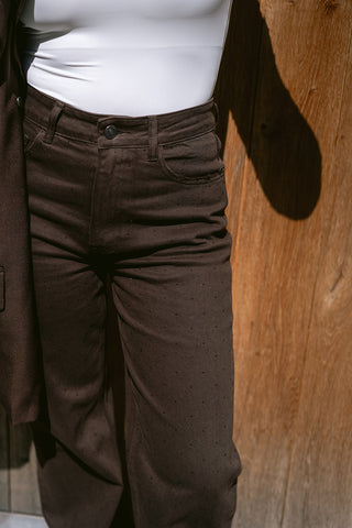 Celandine Denim Trousers Strass Brown
