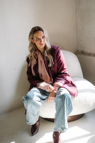Chayenna Striped Blazer Burgundy