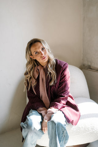 Chayenna Striped Blazer Burgundy