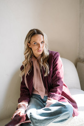 Chayenna Striped Blazer Burgundy