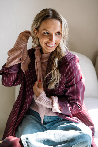 Chayenna Striped Blazer Burgundy