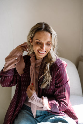 Chayenna Striped Blazer Burgundy