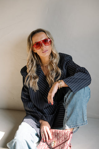 Chayenna Striped Blazer Blue