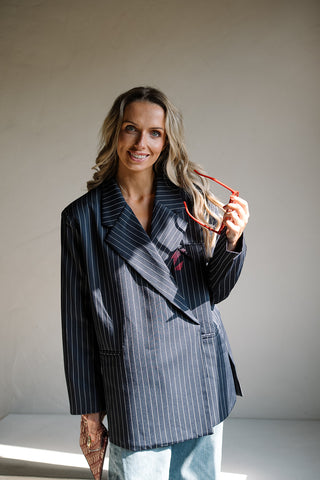 Chayenna Striped Blazer Blue