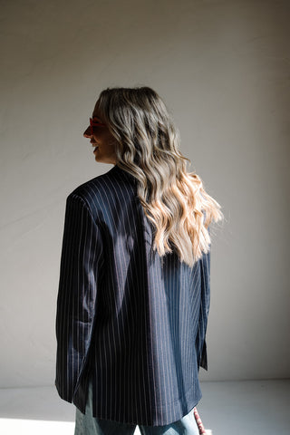 Chayenna Striped Blazer Blue