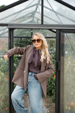 Chayenna Striped Blazer Brown