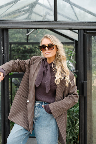 Chayenna Striped Blazer Brown