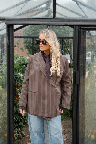 Chayenna Striped Blazer Brown
