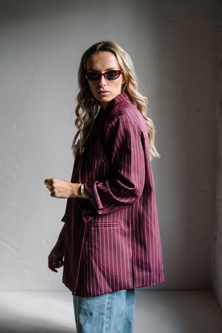 Chayenna Striped Blazer Burgundy