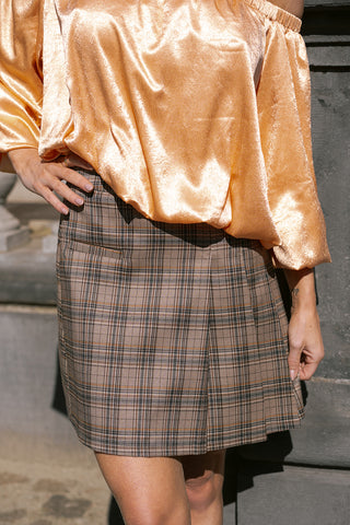 Checkmate Mini Skirt Brown