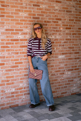 Chloes Knit Polo Burgundy