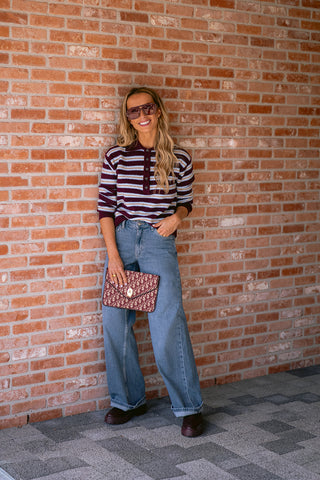 Chloes Knit Polo Burgundy