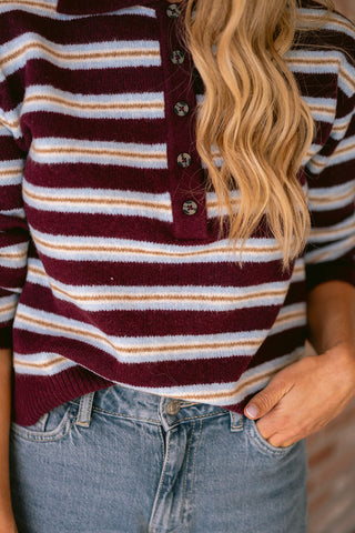 Chloes Knit Polo Burgundy