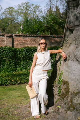 Clarisse Linen Top Beige