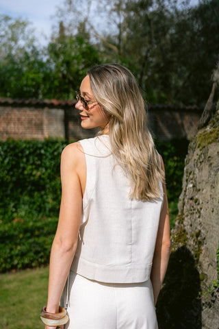 Clarisse Linen Top Beige