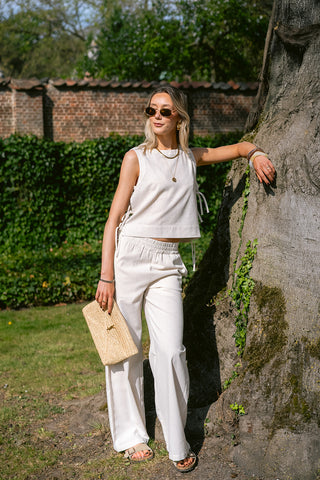 Clarisse Linen Top Beige