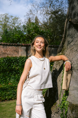 Clarisse Linen Top Beige