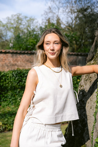 Clarisse Linen Top Beige