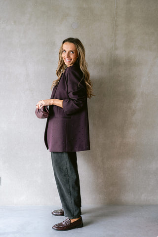 Claudien Strass Blazer Prune