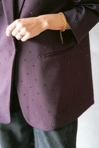 Claudien Strass Blazer Prune