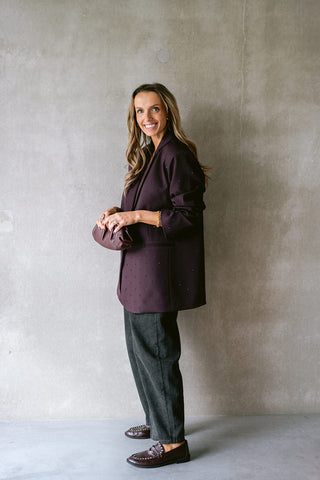 Claudien Strass Blazer Prune