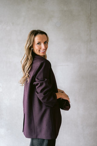 Claudien Strass Blazer Prune