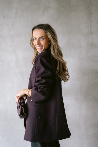 Claudien Strass Blazer Prune