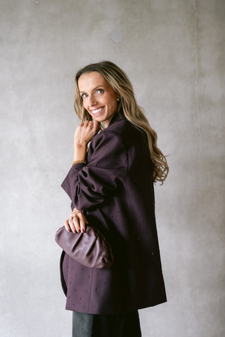 Claudien Strass Blazer Prune