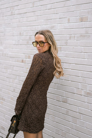 Clotilde Lace Dress Brown
