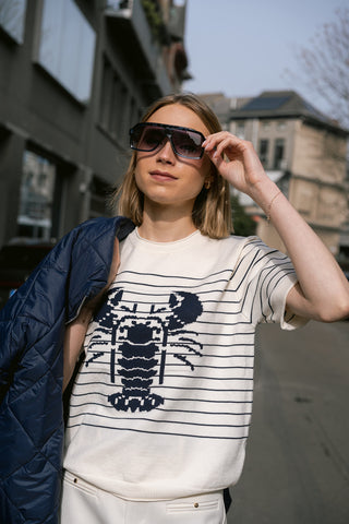 Crabbie Knit T-shirt Navy