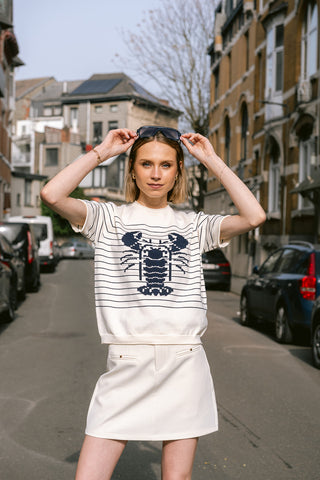 Crabbie Knit T-shirt Navy