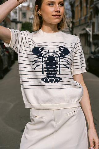 Crabbie Knit T-shirt Navy