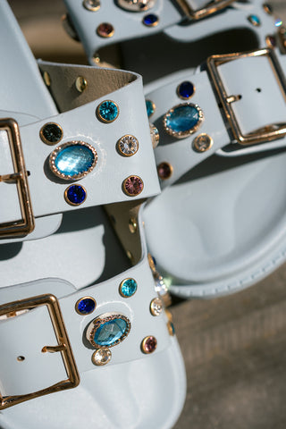 Crystal Buckle Sandal Blue