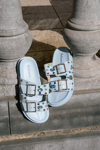 Crystal Buckle Sandal Blue