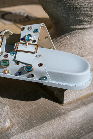 Crystal Buckle Sandal Blue