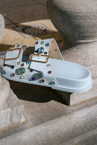 Crystal Buckle Sandal Blue