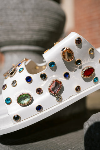 Crystal Buckle Sandal White