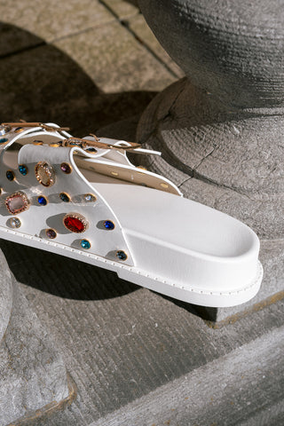 Crystal Buckle Sandal White