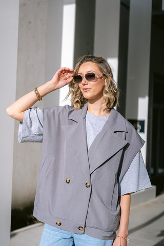 Cyra Waist Coat Grey