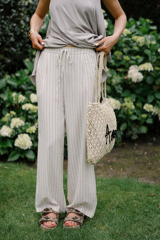 Dave Striped Trousers Beige