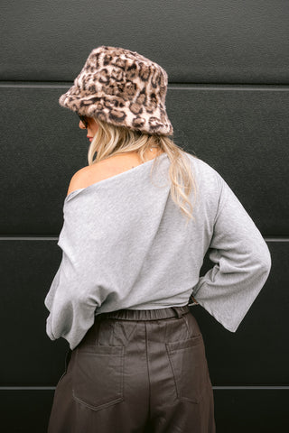 Elouane Grey T-Shirt Off Shoulder