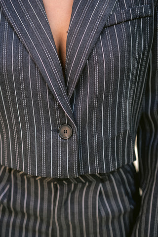 Eve Striped Suit Grey