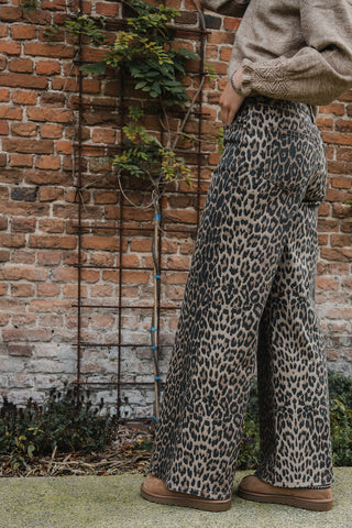 Fanni Wide Denim Trousers Leopard