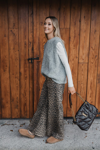 Fanni Wide Denim Trousers Leopard