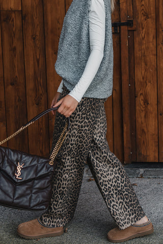 Fanni Wide Denim Trousers Leopard