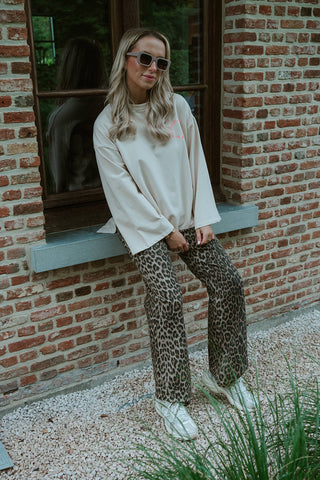 Fanni Denim Pants Leopard