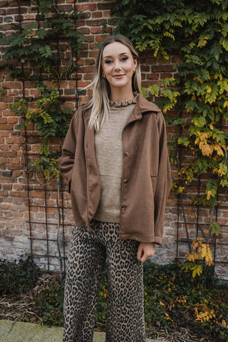 Fanni Wide Denim Trousers Leopard