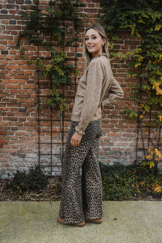 Fanni Wide Denim Trousers Leopard